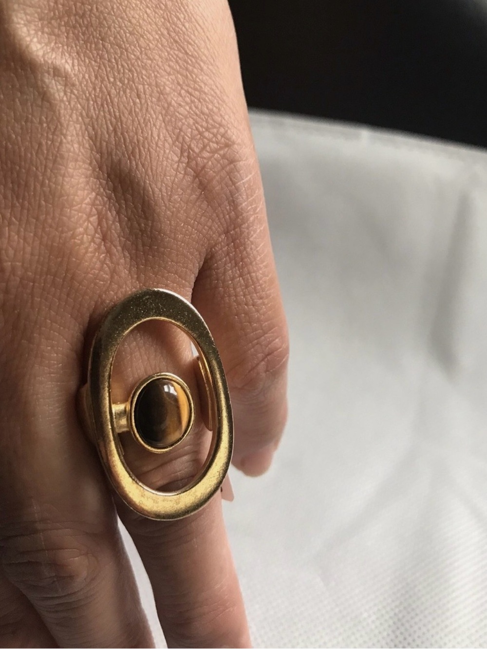 NWT [Ben-Anum] Sculpture Garden 24K Gold-Plated Oval Statement Ring Women’s Sz 7 - Picture 2 of 10